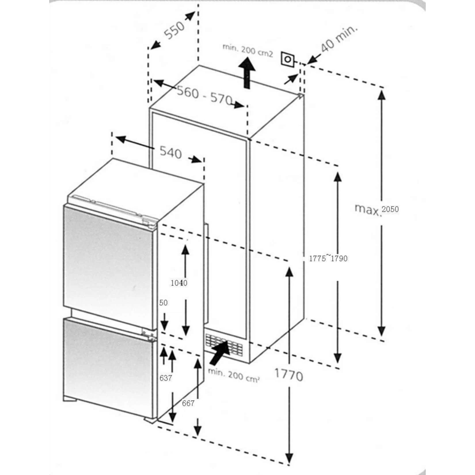 PKM Kühl-Gefrierkombi Einbau KG275.4A+EB 178er Nische 2 PKM Kühl-Gefrierkombi Einbau KG275.4A+EB 178er Nische – Bild 2
