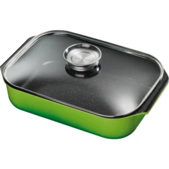 KING Aluguss Bräter Mit Glasdeckel Und Aromaknopf, Grün
