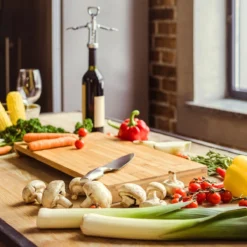 Bambus Schneidebrett - 49x37x8 Cm Mit Edelstahl Auffangschale - Holz Brett Natur -Neuetischkultur-Shop 8600295800 11638 prod 004