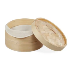 Relaxdays Dampfgarer Bambus 2 Etagen 26 Cm