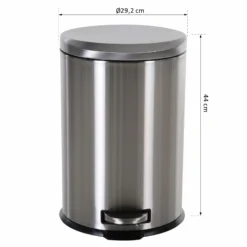 HOMCOM Kücheneimer Mit Inneneimer Silber, Schwarz 29,2 X 44 Cm (ØxH) | Abfalleimer Abfallsammler Treteimer Mülleimer -Neuetischkultur-Shop 8600336600 851 021 prod 005