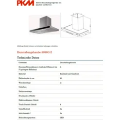 PKM 8090G Z LED 90cm Edelstahl Kaminabzugshaube Dunstabzugshaube A -Neuetischkultur-Shop 8600349300 1270 prod 005