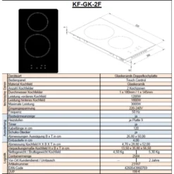 KF-GK-2F Einbaukochfeld 2er Glaskeramik Kochfeld Autark Doppelkochfeld 9 KF-GK-2F Einbaukochfeld 2er Glaskeramik Kochfeld Autark Doppelkochfeld -Neuetischkultur-Shop 8600349300 1843 prod 004