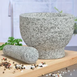 HI XXL Granitmörser Küchen Mörser Stößel Gewürzmörser Gewürzmühle Granit Stein Ø 15