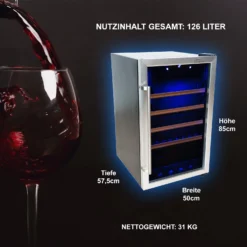 TroniTechnik Weinkühlschrank Weinkühler Trondhein 126 Liter/ 63 Flaschen -Neuetischkultur-Shop 8600355400 4604 prod 005