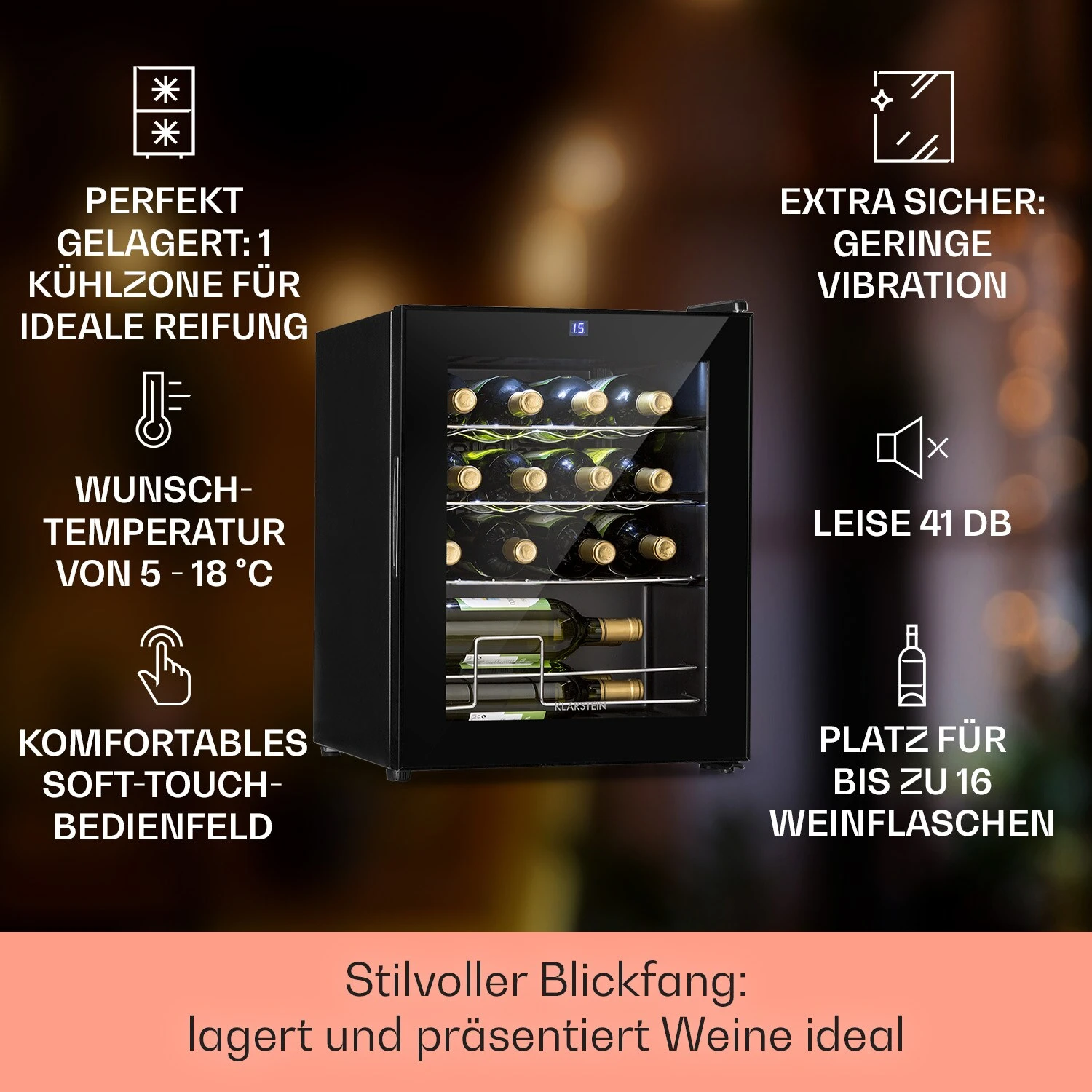 Shiraz 12 Slim Uno Weinkühlschrank 32l/12Fl.Touch 85 W 5-18 °C LED 2 Shiraz 12 Slim Uno Weinkühlschrank 32l/12Fl.Touch 85 W 5-18 °C LED – Bild 2