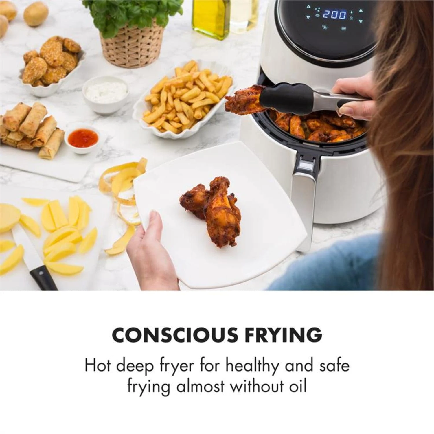 AirVital Heißluftfritteuse 1300W 2,5l CeraPlus-Antihaft Touch Weiß 3 AirVital Heißluftfritteuse 1300W 2,5l CeraPlus-Antihaft Touch Weiß – Bild 3