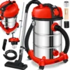MASKO® Industriestaubsauger Staubsauger Nass Trocken Sauger Edelstahl 2300W + Steckdose | Blasfunktion | Trocken-Saugen & Nass-Saugen | Push&Clean | Industrie-Sauger Mit & Ohne Beutel | Beutellos