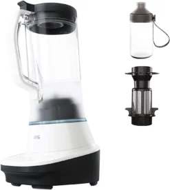 AEG TB 7-1-4 CW Standmixer, Smoothie Maker, Crushed Eis, Gourmet 7 Weiß/schwarz, 1,5 Liter
